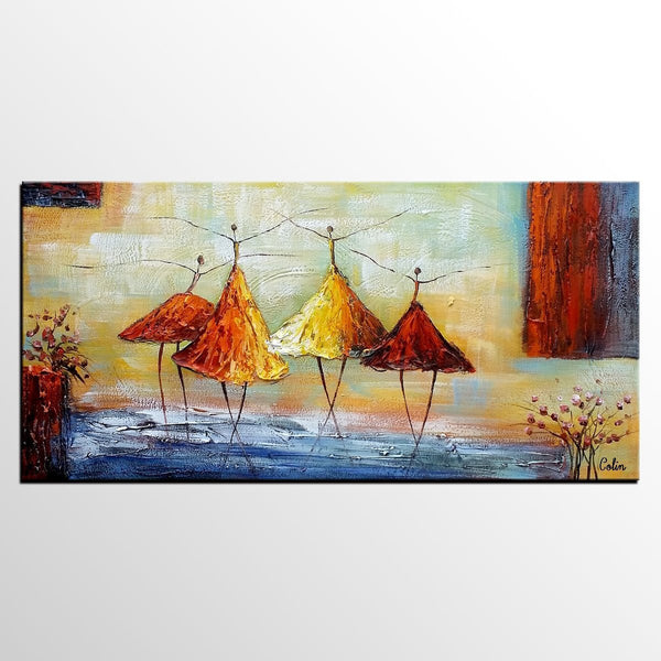 Dancing Painting, Heavy Texture Art Paintings, Acrylic Painting for Dining Room, Abstract Modern Painting, Ballet Dancer Painting, Custom Art-Art Painting Canvas