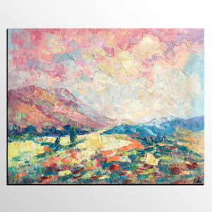 Heavy Texture Artwork, Autumn Mountain Painting, Canvas Painting, Custom Landscape Oil Painting-Art Painting Canvas