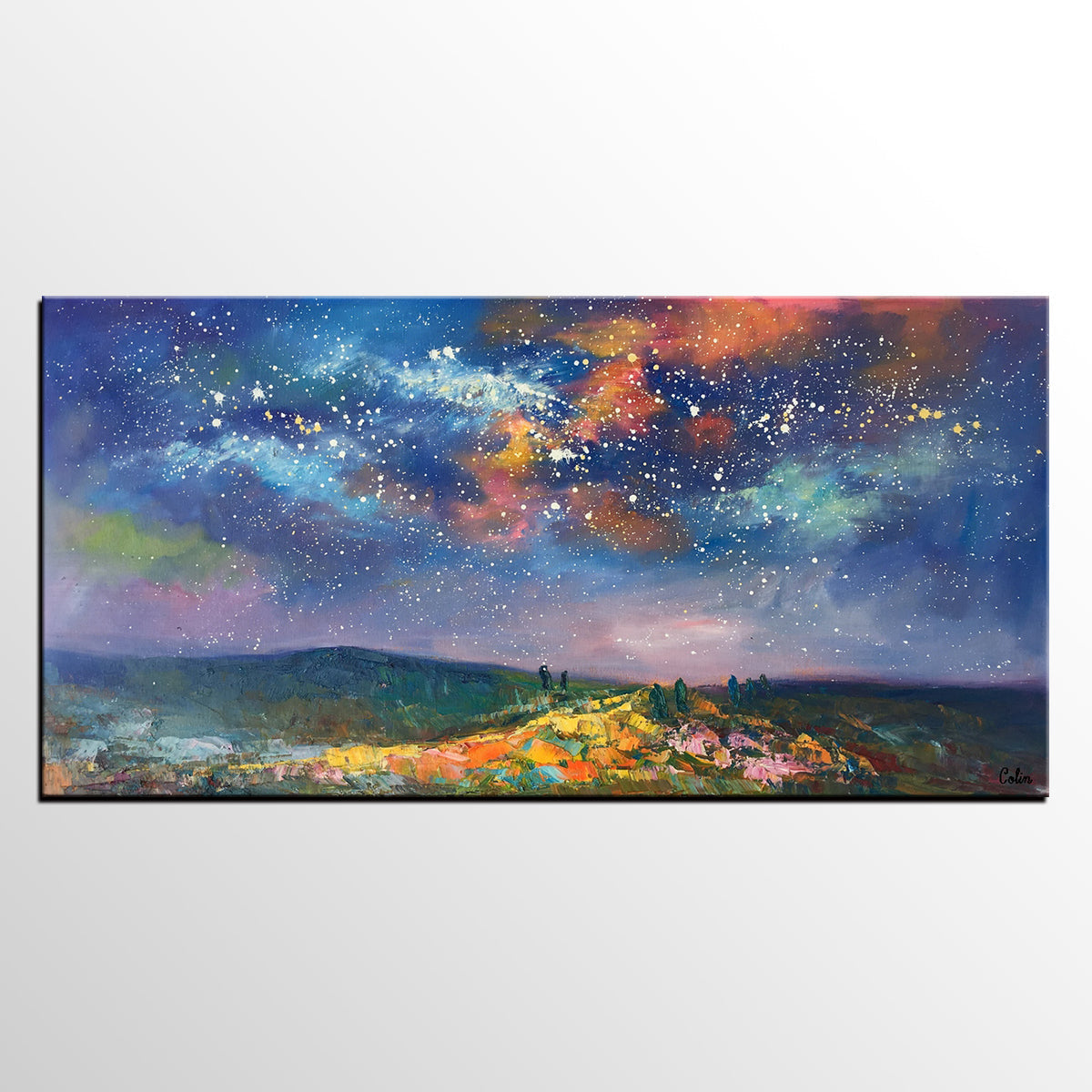Starry Night Sky Oil Painting, Abstract Art, Modern Art Painting, Custom Extra Large Painting-Art Painting Canvas