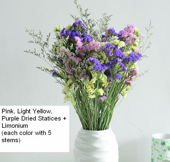 A Bunch Dried Statices Flowers with Limoniums, Dried Flowers, Flower Bunches, Dried Floral-Art Painting Canvas