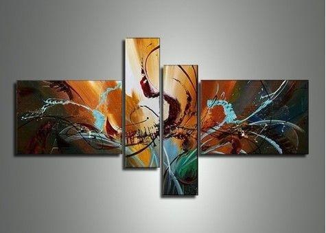 Modern Canvas Painting for Living Room, Abstract Painting on Canvas, 4 Piece Canvas Art, Abstract Acryli Wall Art Paintings, Contemporary Wall Art Ideas-Art Painting Canvas