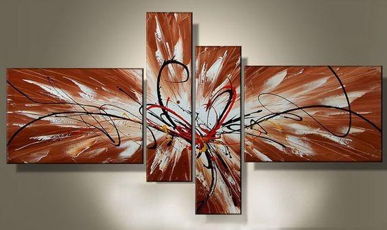 Modern Abstract Art, Bedroom Canvas Painting, Abstract Painting on Canvas, 4 Piece Abstract Art, Dining Room Wall Art for Sale-Art Painting Canvas