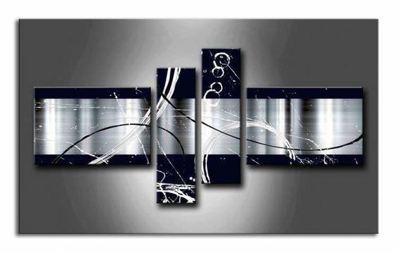Huge Art, Black and White Large Canvas Art, Abstract Art, 4 Piece Canvas Art, Abstract Painting, Contemporary Wall Art-Art Painting Canvas