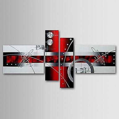 Black and Red Abstract Painting, Simple Modern Wall Art, Acrylic Painting for Living Room, 4 Piece Canvas Paintings, Contemporary Wall Art Ideas-Art Painting Canvas