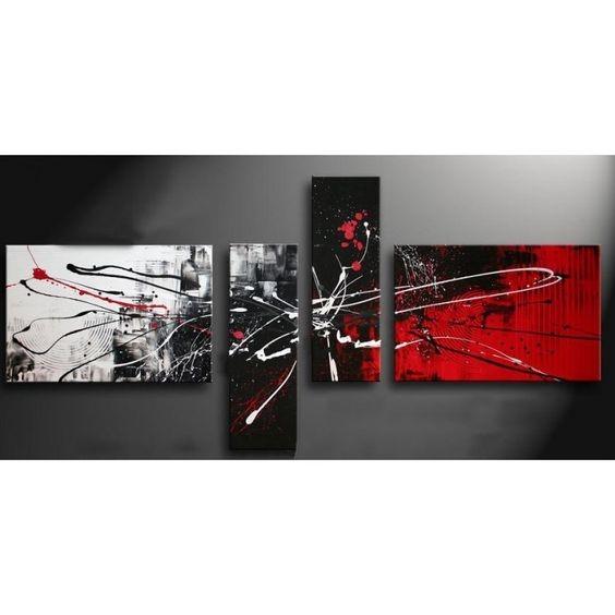 Modern Abstract Paintings, Black and Red Canvas Wall Art, Abstract Painting for Sale, Modern Wall Art Paintings for Living Room-Art Painting Canvas