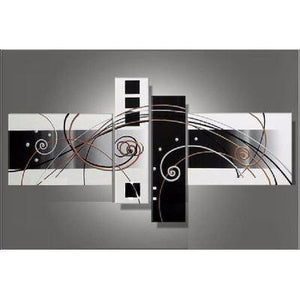 Simple Wall Art for Sale, Black and White Canvas Art, 4 Piece Canvas Paintings, Abstract Oil Painting, Contemporary Wall Art for Bedroom-Art Painting Canvas