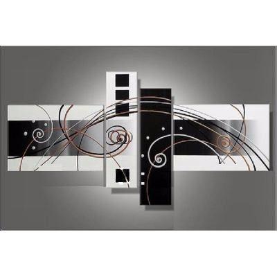 Simple Wall Art for Sale, Black and White Canvas Art, 4 Piece Canvas Paintings, Abstract Oil Painting, Contemporary Wall Art for Bedroom-Art Painting Canvas
