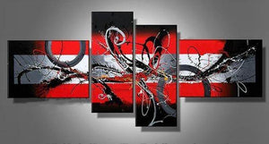 Simple Abstract Canvas Art, Black and Red Wall Art Paintings, Large Modern Paintings on Canvas, Extra Large Canvas Painting-Art Painting Canvas