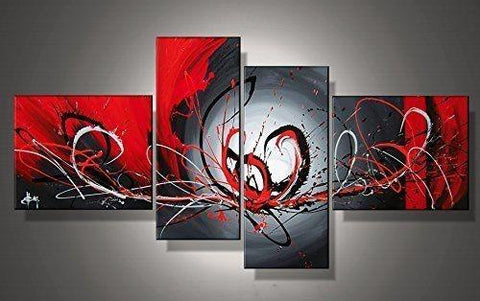 Simple Abstract Painting, Modern Abstract Paintings, Black and Red Wall Art Paintings, Living Room Canvas Painting, Buy Art Online-Art Painting Canvas