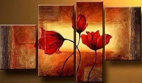 Abstract Art Set, Living Room Wall Art, Extra Large Painting, 4 Piece Abstract Painting, Flower Art, Contemporary Artwork-Art Painting Canvas