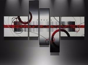 Black Canvas Painting, Abstract Painting, Huge Wall Art, Acrylic Art, 5 Piece Wall Painting, Hand Painted Art, Art for Sale-Art Painting Canvas