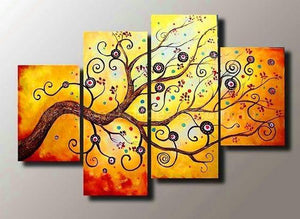 Abstract Art Painting, Large Painting on Canvas, Tree of Life Canvas Art, Bedroom Canvas Paintings, 4 Piece Canvas Art, Buy Paintings Online-Art Painting Canvas
