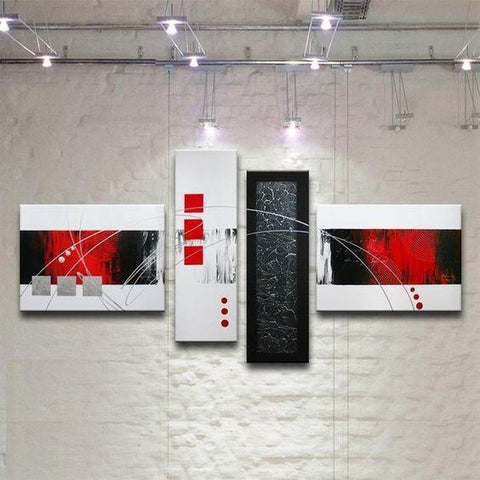 Large Wall Art Paintings, Contemporary Abstract Art, Living Room Canvas Art Painting, 4 panel Wall Art Ideas, Hand Painted Canvas Art-Art Painting Canvas