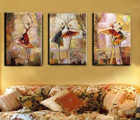Abstract Acrylic Paintings, Ballet Dancer Painting, Canvas Painting for Bedroom, 3 Panel Wall Art Paintings, Large Painting on Canvas-Art Painting Canvas
