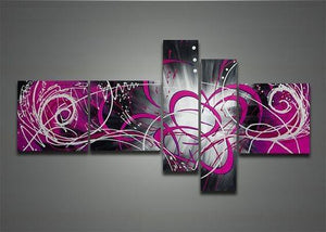 Purple and Black Abstract Art, Abstract Painting, Huge Wall Art, Acrylic Art, 5 Piece Wall Painting, Hand Painted Art, Group Painting-Art Painting Canvas