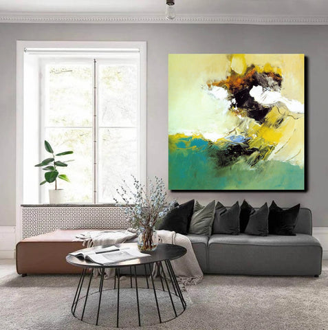Acrylic Painting for Bedroom, Modern Canvas Painting, Contemporary Artwork, Green Abstract Acrylic Paintings, Hand Painted Canvas Art-Art Painting Canvas