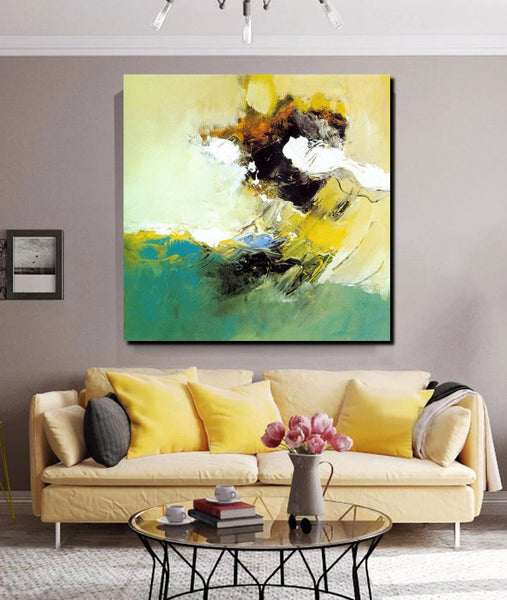 Acrylic Painting for Bedroom, Modern Canvas Painting, Contemporary Artwork, Green Abstract Acrylic Paintings, Hand Painted Canvas Art-Art Painting Canvas