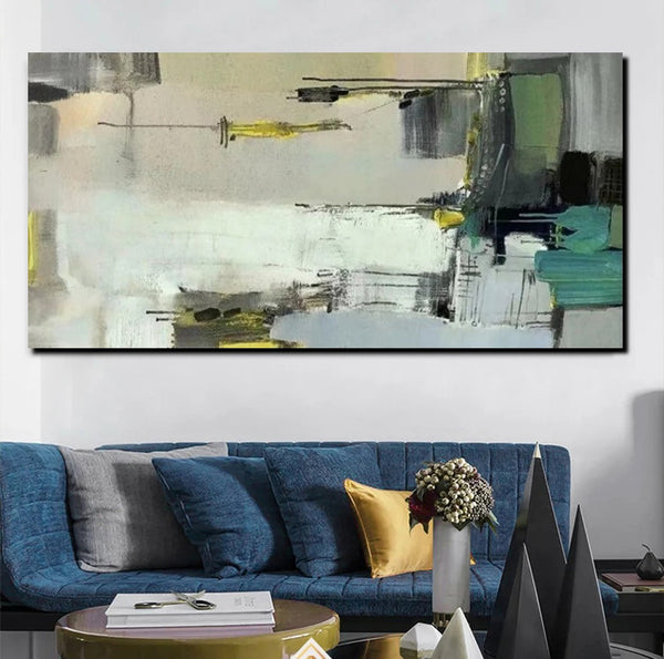 Acrylic Abstract Painting Behind Sofa, Large Painting on Canvas, Living Room Wall Art Paintings, Buy Paintings Online, Acrylic Painting for Sale-Art Painting Canvas