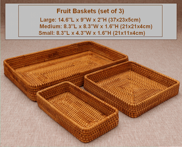 Handmade Storage Basket, Woven Basket，Fruit Basket, Rustic Basket, Set of 3 - Silvia Home Craft