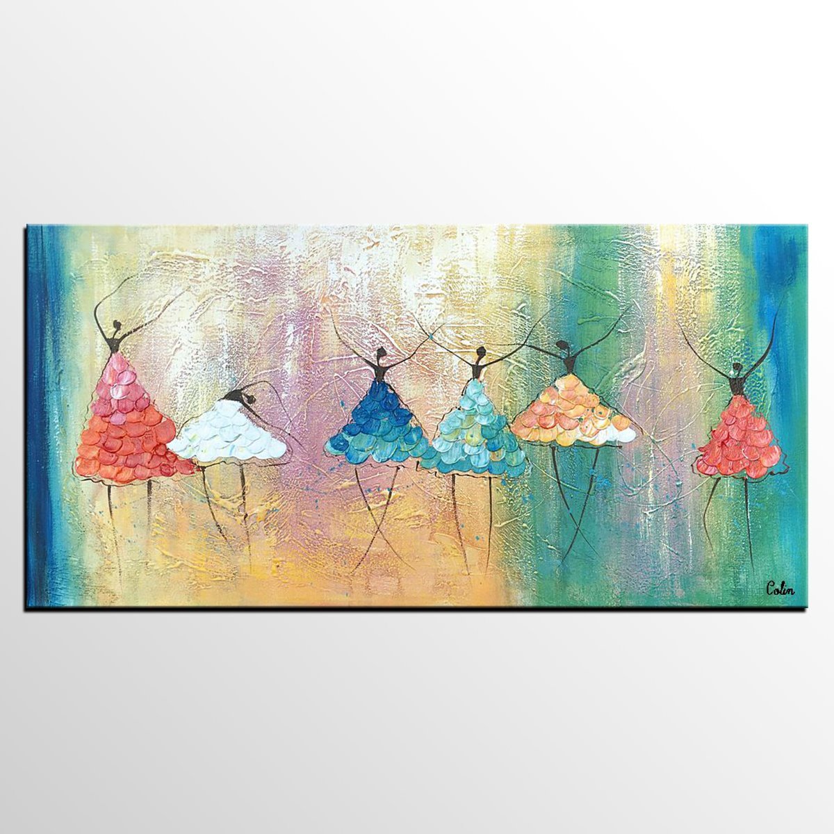 Simple Wall Art Ideas for Living Room, Ballet Dancer Painting, Large Acrylic Painting, Custom Canvas Painting, Modern Abstract Painting-Art Painting Canvas
