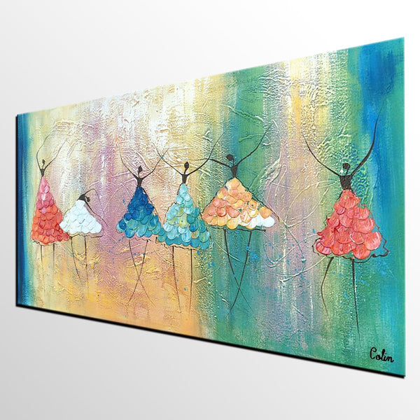 Simple Wall Art Ideas for Living Room, Ballet Dancer Painting, Large Acrylic Painting, Custom Canvas Painting, Modern Abstract Painting-Art Painting Canvas