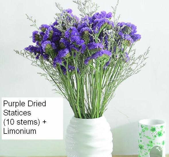 A Bunch Dried Statices Flowers with Limoniums, Dried Flowers, Flower Bunches, Dried Floral-Art Painting Canvas