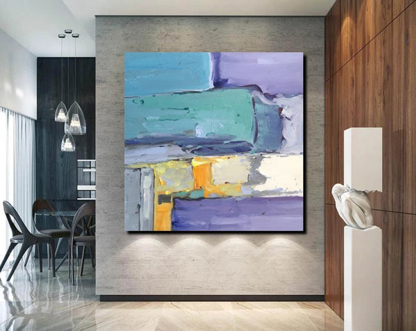 Canvas Painting for Living Room, Simple Modern Paintings, Blue Abstract Modern Paintings, Acrylic Painting on Canvas, Hand Painted Canvas Art-Art Painting Canvas