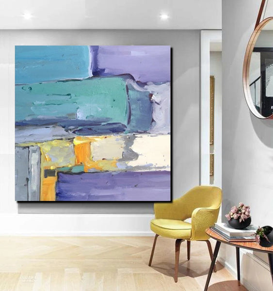 Canvas Painting for Living Room, Simple Modern Paintings, Blue Abstract Modern Paintings, Acrylic Painting on Canvas, Hand Painted Canvas Art-Art Painting Canvas