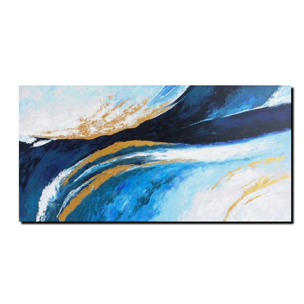 Living Room Wall Art Paintings, Blue Acrylic Abstract Painting Behind Couch, Large Painting on Canvas, Buy Paintings Online, Acrylic Painting for Sale-Art Painting Canvas