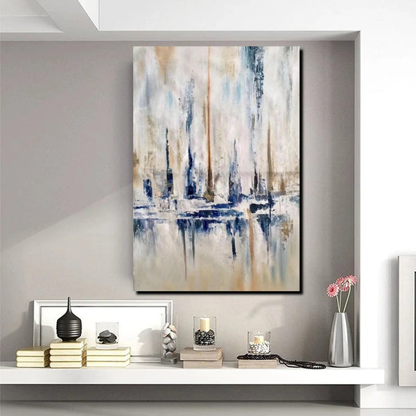 Abstract Sail Boat Painting, Large Wall Art for Living Room, Acrylic Canvas Paintings, Modern Wall Art Paintings, Contemporary Painting-Art Painting Canvas