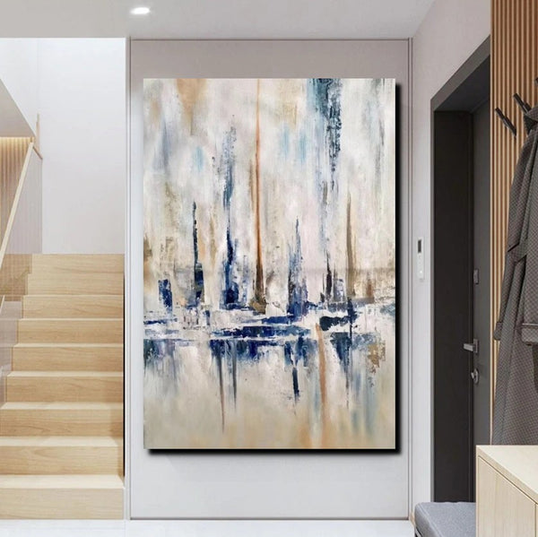 Abstract Sail Boat Painting, Large Wall Art for Living Room, Acrylic Canvas Paintings, Modern Wall Art Paintings, Contemporary Painting-Art Painting Canvas