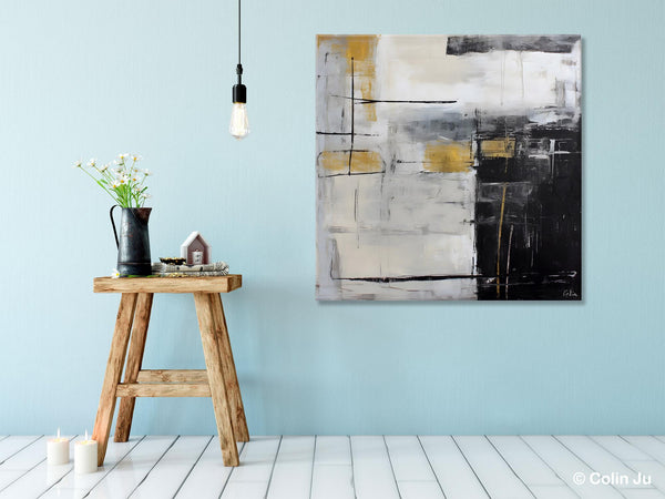 Simple Modern Original Artwork, Large Paintings for Bedroom, Abstract Landscape Painting on Canvas, Oversized Contemporary Wall Art Paintings-Art Painting Canvas