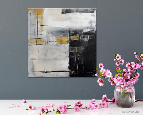 Simple Modern Original Artwork, Large Paintings for Bedroom, Abstract Landscape Painting on Canvas, Oversized Contemporary Wall Art Paintings-Art Painting Canvas