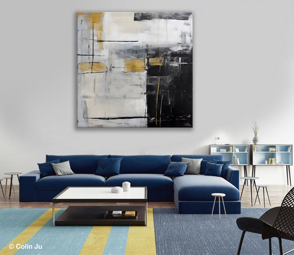 Simple Modern Original Artwork, Large Paintings for Bedroom, Abstract Landscape Painting on Canvas, Oversized Contemporary Wall Art Paintings-Art Painting Canvas