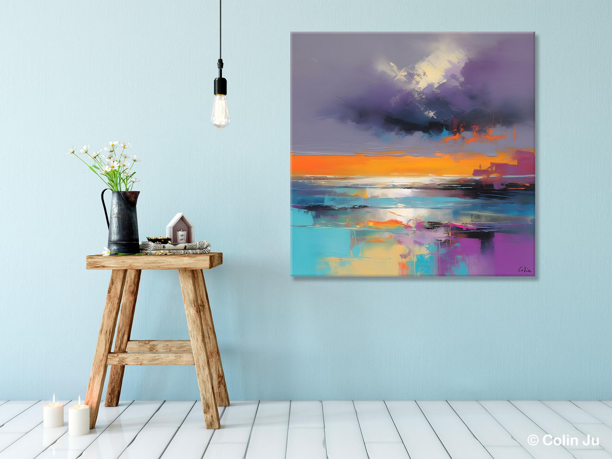Huge Painting for Living Room, Original Landscape Canvas Art, Contemporary Oil Painting on Canvas, Oversized Landscape Wall Art Paintings-Art Painting Canvas