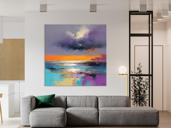 Huge Painting for Living Room, Original Landscape Canvas Art, Contemporary Oil Painting on Canvas, Oversized Landscape Wall Art Paintings-Art Painting Canvas