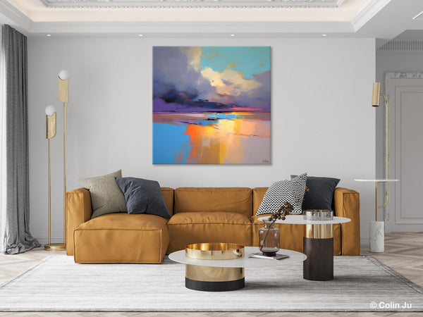 Simple Modern Art, Original Landscape Wall Art, Landscape Oil Paintings, Landscape Canvas Art, Abstract Landscape Painting for Living Room-Art Painting Canvas