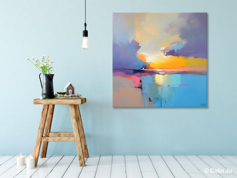 Original Modern Wall Art Painting, Abstract Landscape Paintings, Canvas Painting for Living Room, Oversized Contemporary Abstract Artwork-Art Painting Canvas