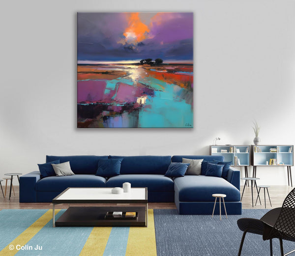 Canvas Painting for Living Room, Original Modern Wall Art Painting, Abstract Landscape Paintings, Oversized Contemporary Abstract Artwork-Art Painting Canvas