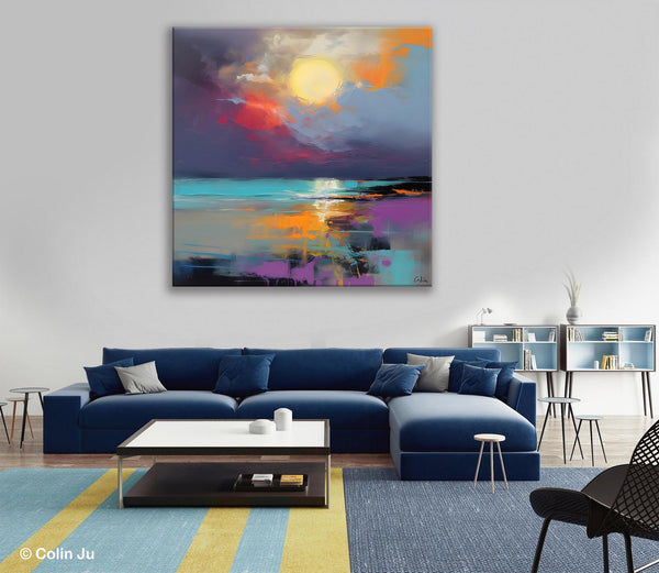 Abstract Landscape Paintings, Simple Wall Art Ideas, Original Landscape Abstract Painting, Large Landscape Canvas Paintings, Buy Art Online-Art Painting Canvas