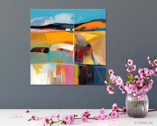 Acrylic Painting for Living Room, Contemporary Abstract Landscape Artwork, Oversized Wall Art Paintings, Original Modern Paintings on Canvas-Art Painting Canvas