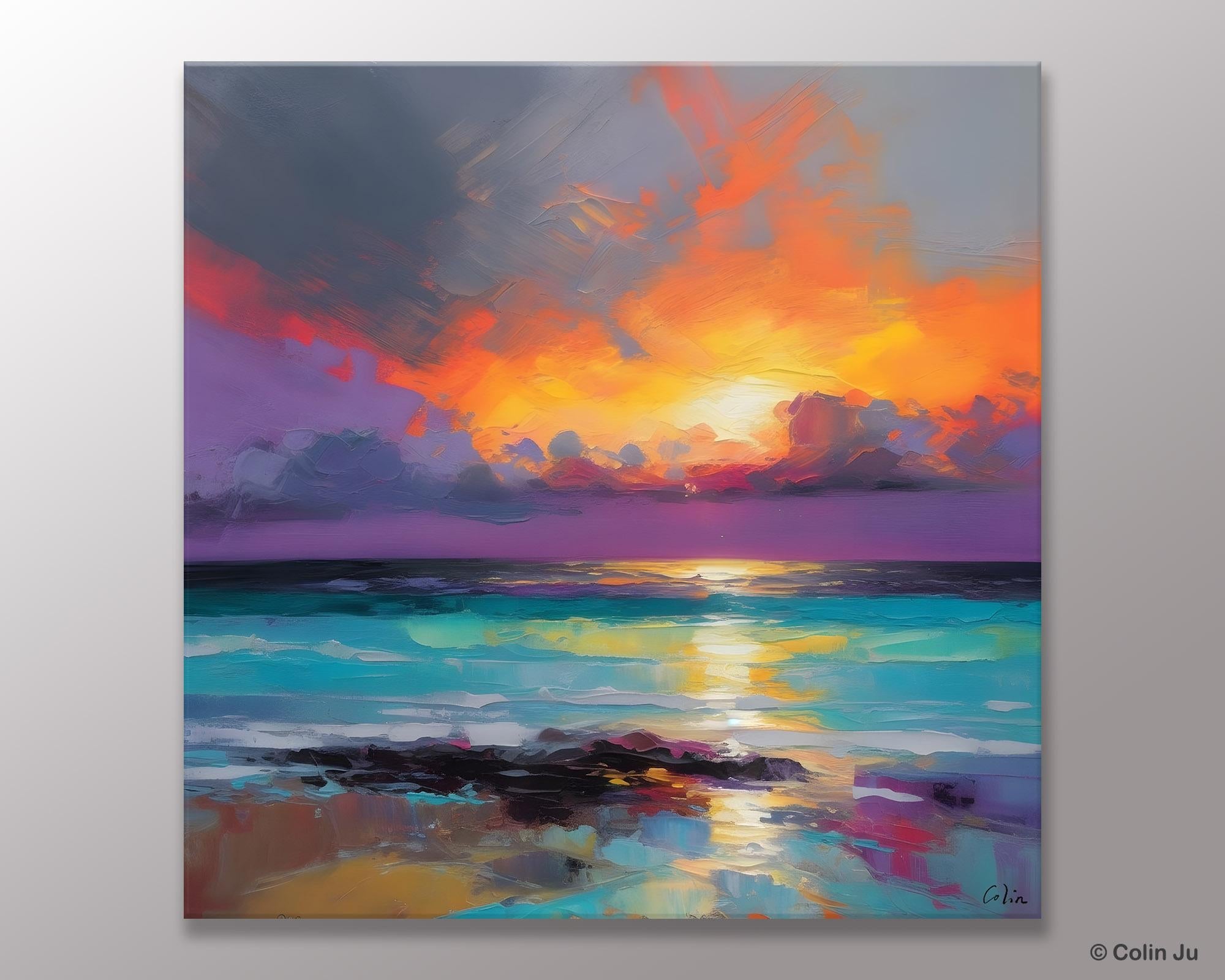 Extra Large Modern Wall Art, Landscape Canvas Paintings for Dining Room, Acrylic Painting on Canvas, Original Landscape Abstract Painting-Art Painting Canvas