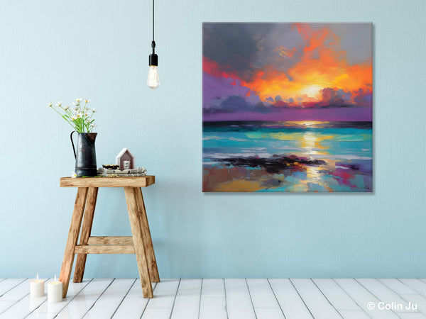 Extra Large Modern Wall Art, Landscape Canvas Paintings for Dining Room, Acrylic Painting on Canvas, Original Landscape Abstract Painting-Art Painting Canvas