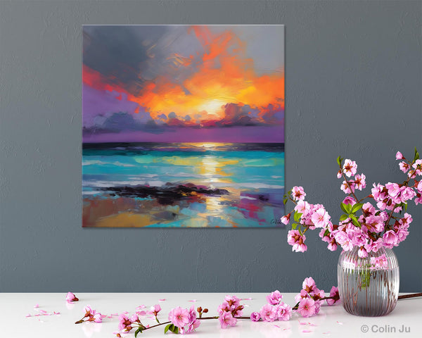 Extra Large Modern Wall Art, Landscape Canvas Paintings for Dining Room, Acrylic Painting on Canvas, Original Landscape Abstract Painting-Art Painting Canvas
