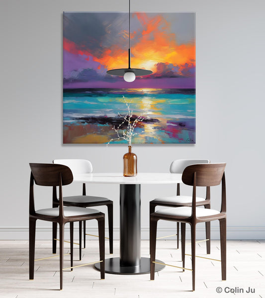Extra Large Modern Wall Art, Landscape Canvas Paintings for Dining Room, Acrylic Painting on Canvas, Original Landscape Abstract Painting-Art Painting Canvas