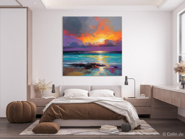Extra Large Modern Wall Art, Landscape Canvas Paintings for Dining Room, Acrylic Painting on Canvas, Original Landscape Abstract Painting-Art Painting Canvas