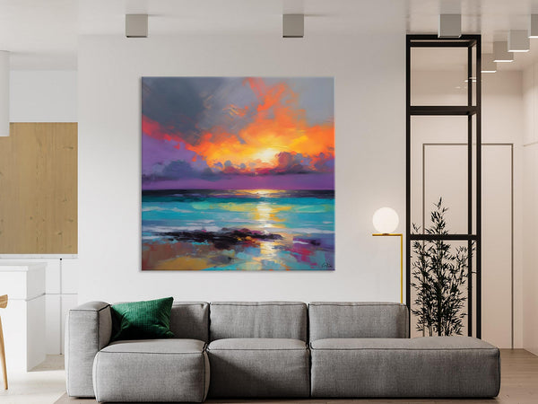 Extra Large Modern Wall Art, Landscape Canvas Paintings for Dining Room, Acrylic Painting on Canvas, Original Landscape Abstract Painting-Art Painting Canvas