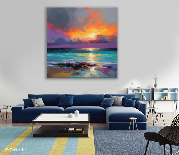 Extra Large Modern Wall Art, Landscape Canvas Paintings for Dining Room, Acrylic Painting on Canvas, Original Landscape Abstract Painting-Art Painting Canvas