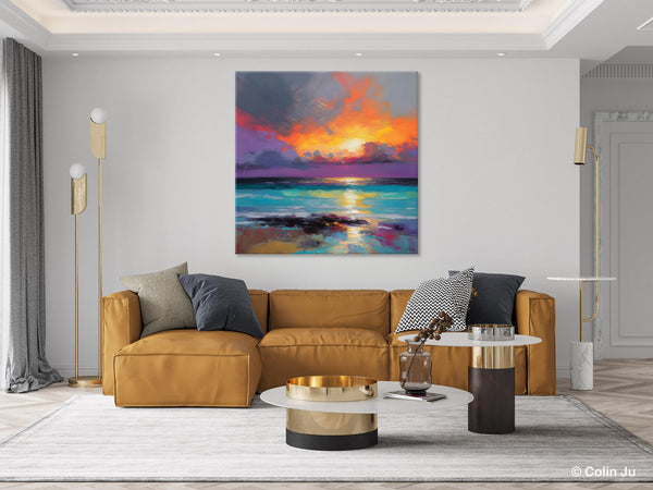 Extra Large Modern Wall Art, Landscape Canvas Paintings for Dining Room, Acrylic Painting on Canvas, Original Landscape Abstract Painting-Art Painting Canvas