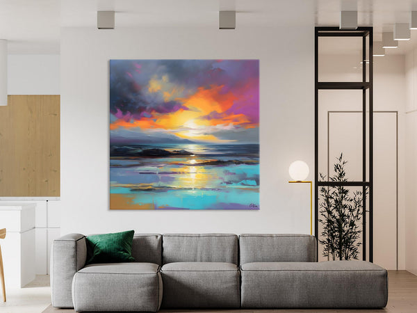 Large Art Painting for Living Room, Original Landscape Canvas Art, Contemporary Acrylic Painting on Canvas, Oversized Landscape Wall Art Paintings-Art Painting Canvas